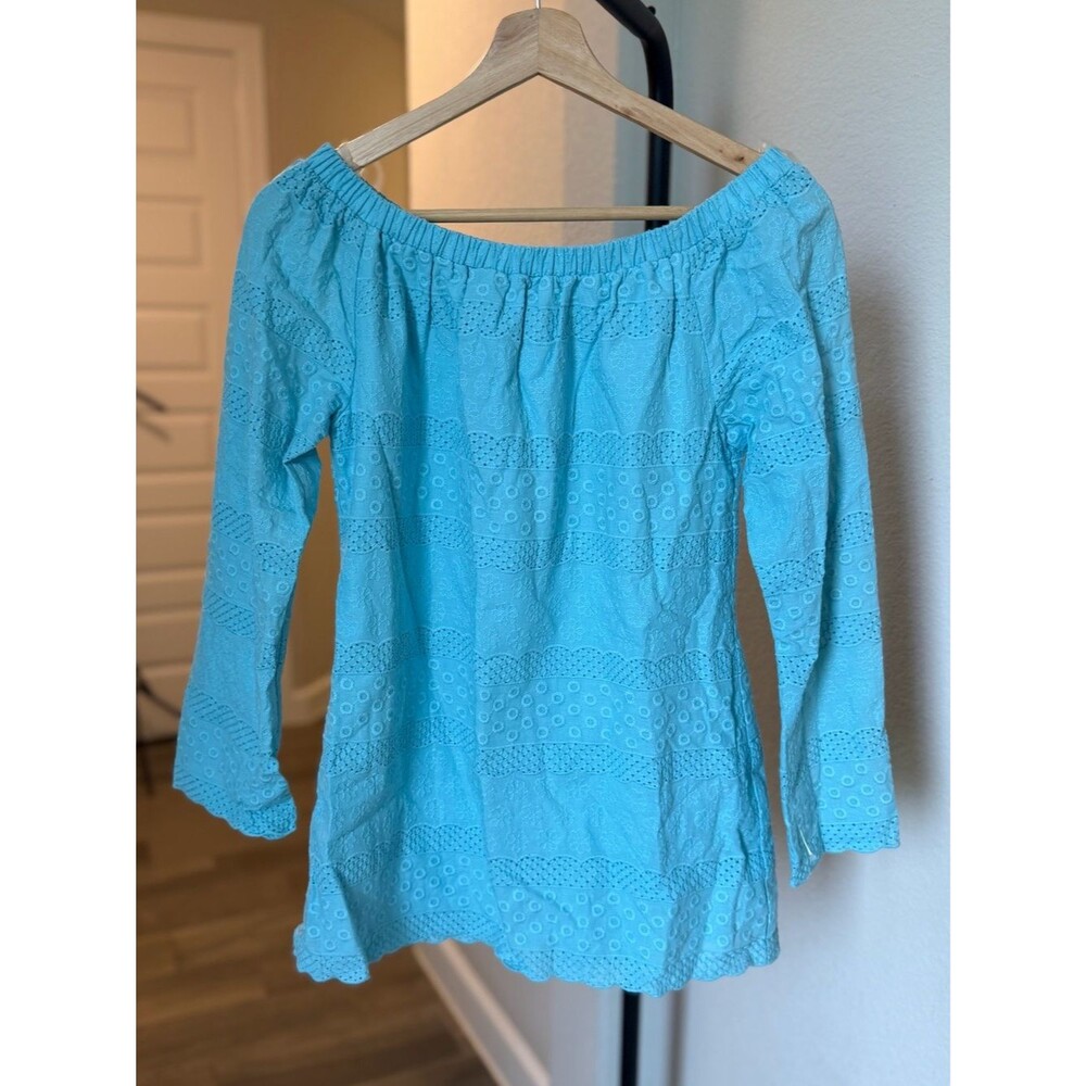 Tyler Boe Turquoise Off-Shoulder Eyelet Tunic XS